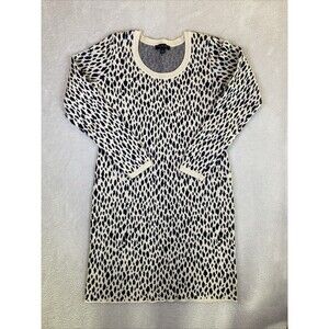 Ann Taylor Sweater Dress Women's Medium Wool Blend Animal Print Long Sleeve